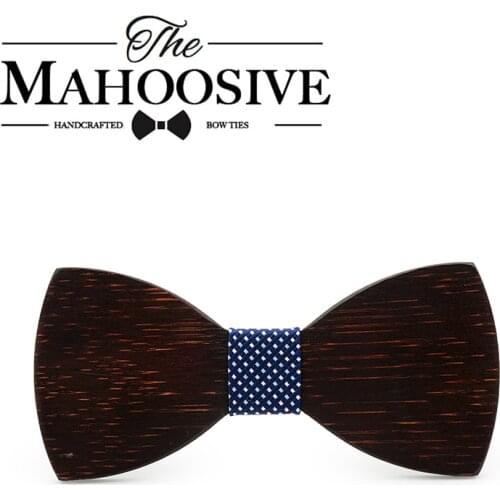 Mahoosive Black wood Novelty Wedding Party Polyester Bowtie Papillon Men Women Bow Tie Solid Color Bolo Neckwear Cheap Cravat