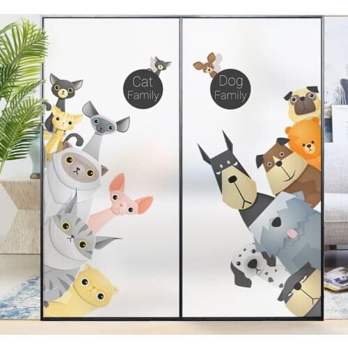 Cartoon dog frosted glass film window sticker shading creative sliding door sticker anti-voyeur electrostatic glass sticker