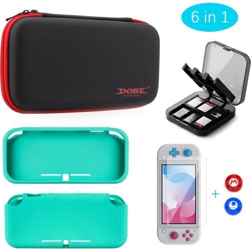 Accessorie Kit for Nintendo Switch Lite, Tempered Glass Screen, Silicone Case Protector, Carrying Bag Storage and Card Cartridge