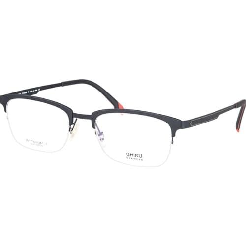 SHINU Mens glasses pure titanium glasses frame men half frame titanium eyeglasses top quality prescription glasses only 6087