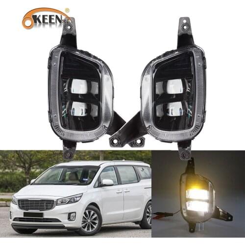 OKEEN 2pcs LED Daytime Running Lights For Cars Kia Carnival 2014 2015 2016 White DRL 12V Driving Fog Heading Lamp Waterproof ABS