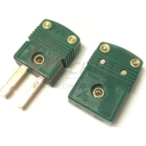 R/S Type Excellent Capability Green Thermocouple Mini Connector Flat Pin Panel Thermocouple Connector