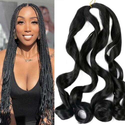 Full Star 22" Ombre Braiding Hair Synthetic Hair Bulk Pre Stretched Black Brown Loose Wave Spiral Curl Crochet Braids Hair