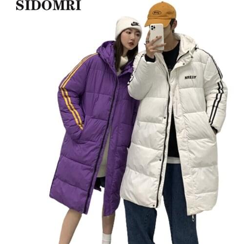 Down jacket for couples popular trend cotton padded coats loose hooded bread dresses mid-long wintIer clothes ins