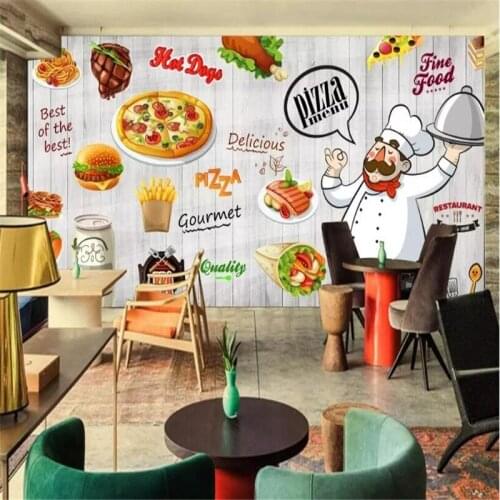 Hand-painted delicious pizza background wall custom large wallpaper mural 3D photo wall manufacturers wholesale
