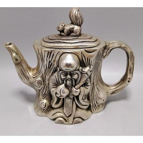 Collect China Fine Workmanship Cupronickel Sculpture Auspicious The God Of Longevity Pot Metal Crafts Home Decoration