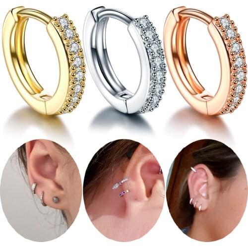 1PC Copper Nose Septum Hoop Nariz Piercings CZ Cartilage Hoop Earring Helix Daith Rook Tragus Piercings Sexy Women Jewelry 18G