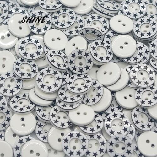 SHINE 200PCs Resin Sewing Buttons Scrapbooking Star 2 Holes 12.5mm Costura Botones Decorate W20001
