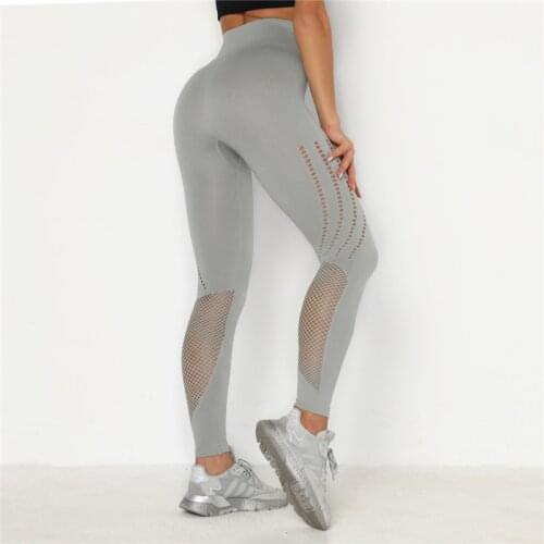 High Waist Sports Leggings Women Seamless Skinny Pants Fitness Hollow Slim Leggings Casual Pants Ankle Length Workout Leggings