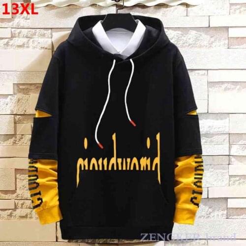 Oversized 160kg casual loose super size hat Hoodies plus size color matching hip-hop shirt 10XL 12XL 11XL hoodies men