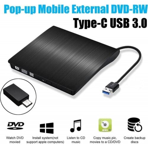 USB 3.0/Type-C Slim External DVD RW CD Writer Drive Burner Reader Player Optical Drives For Laptop PC