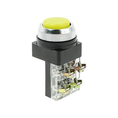 AC 250V 6A Panel Mounting Yellow Top Press Type Momentary Botton Switch