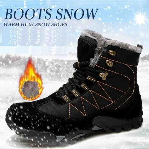YIQITAZER 2018 Men Snow Boots With Fur Shoes Men Winter Outdoor Work Shoes Men Footwear Fashion Rubber Ankle Boot Man