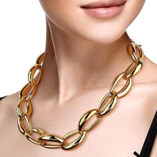 2021 Fashion Big Necklace for Women Twist Gold Silver Color Chunky Thick Lock Choker Chain Necklaces Party Jewelry