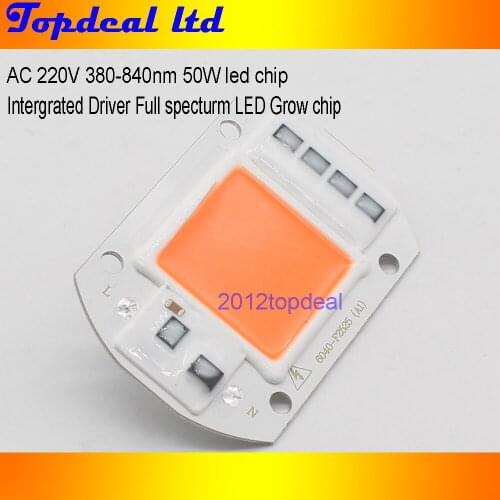 1-10pcs Hot sell ac220v real full spectrum 380-840nm indoor instead sunlight actual Power 50W DIY led grow light chip