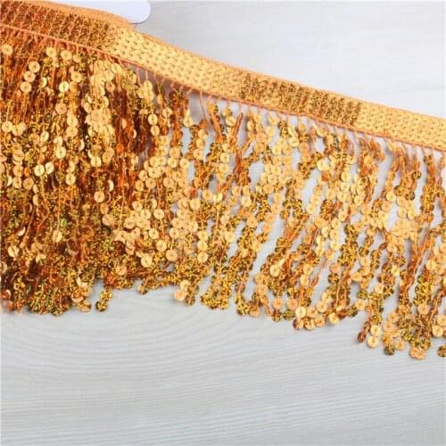 10 yards/lot gold Sequins fringe lace tassel ribbon trimming fringe 15cm wide Royal blue Clothing accessories lace ribbon