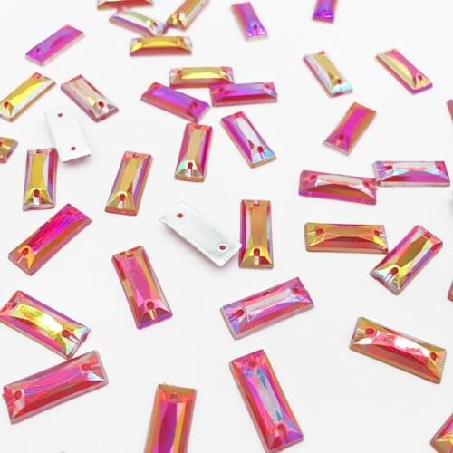 100pcs 6X15mm AB Color Loose Sew-on Rhinestones Apparel Bags Shoes Sewing Accessories DIY Crafts