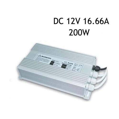 12V 16.66A 200W Waterproof IP67 Switch Switching Power Supply Driver for LED Strip AC220-240V To DC12V Transformer