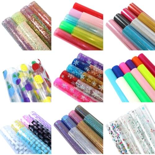 20*33cm Transparent With Sequins Synthetic Leather Set Patchwork Hair Bow Bag Phone Case DIY,1Yc6909