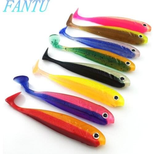 FANTU 2018 New Fishing Leurre Souple Silicone Baits 7.6g/10cm Double Color Soft Fishing Silicone Lures Tools 5PCS