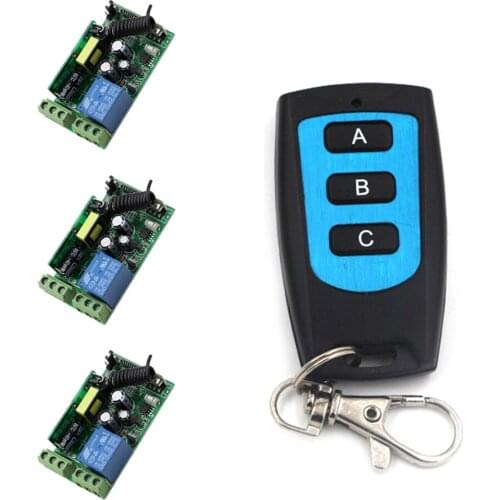 AC 85V 110V 220V 250V Wireless Remote Control Switch 10A Relay 1CH 3* Receivers With Transmitter Waterproof For Lamp/Light LED