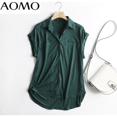 AOMO Women Retro High Quality White Shirt Summer Blouse Short Sleeve Chic Female Tops 6D73A