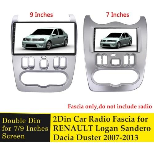2 Din Car Radio Fascia for RENAULT Logan Sandero DACIA Duster Audio Facia Frame Panel Dash Mount Kits Adapter Trim Bezel Fascias