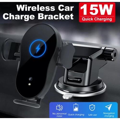 15W Qi Car Wireless Charger for iPhone 12 11 XS XR X 8 Samsung S20 S10 Infrared Sensor Air-Vent Phone Holder Mount