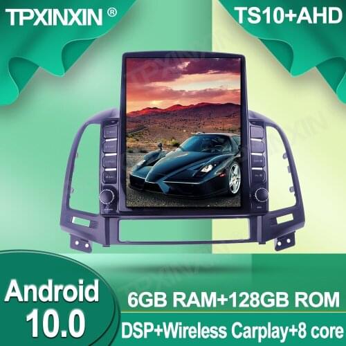 For Hyundai Santa FE/IX45 2006-2012 Tesla Style 6+128G Android 10 GPS Car Multimedia Tesla Player Headunit Audio Radio Navigtion