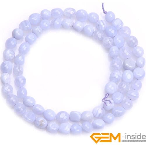 6x8mm Freeform Potato Shape Blue Chalcedony Beads Natural Chalcedony DIY Loose Beads For Bracelet Making Strand 15" Wholesale