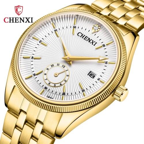 CHENXI Fashion Casual Golden Diamond Watches Women Men luxury Luminous Hands Couple Quartz Wristwatch Men Best gifts watchband