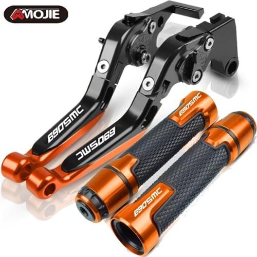 For 690 SMC 690SMC 2008 2009 2010 Motorcycle Accessories Extendable Brake Clutch Levers and Handlebar Hand Grips ends