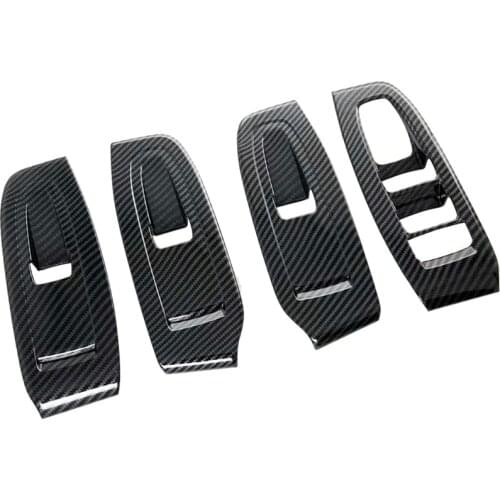 For Subaru Outback Legacy 2020 2021 Car Window Lift Switch Panel Cover Trim Decor Frame Accessories Carbon Fiber, 4PCS