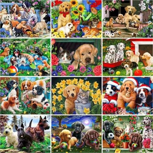 Evershine Diamond Painting Dog 5D DIY Full Square Round Diamond Embroidery Animals Cat Cross Stitch Kit Home Decor Gift
