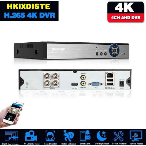 HKIXDISTE 4CH 8CH 8MP 5MP AHD DVR Hybaird NVR Xmeye Human Face Detection 4K Video Recorder For 8MP AHD CVI TVI CVBS CCTV Camera