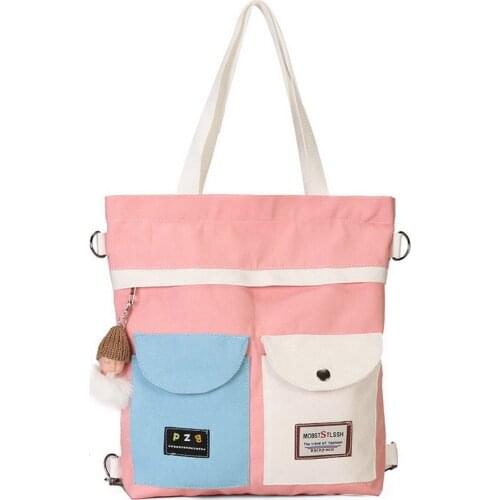 KANDRA 3 in 1 Fashion Girl Canvas Hangbag Totes 2019 New Removable Straps Foldable Purses Student Bag Shoulder Bag