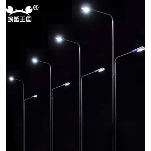 10pcs Model Railway Lamp Post Street Lights 1:75 1:100 1:150 1:200 HO OO TT Scale Building Layout Scenery Sand Table Material