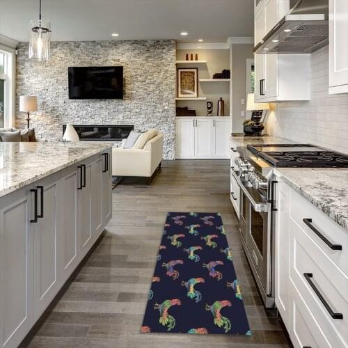 Cartoon Rooster Floor Mat Kitchen Carpet Non-Slip Dooemat Kitchen Rug Carpet for Living Room Wrinkle-Resistant Kitchen Mat Home