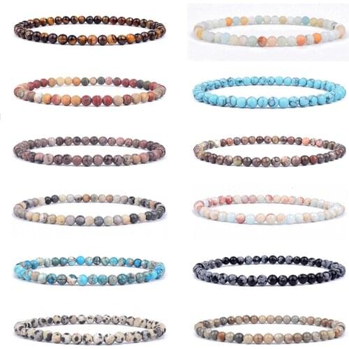 New 4/6mm Mini Energy Bracelets Men Natural Stone Beads Bracelet Yoga Meditation Bracelet for Women Protect Health Jewelry Gifts