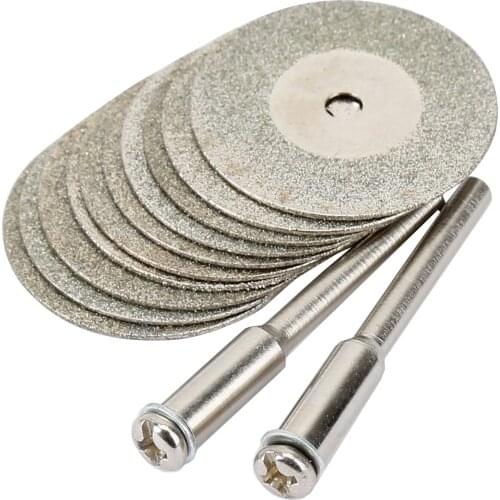 12pcs 25mm Diamond Cutting Wheel Kit With Mandrel For Rotary Tool Cutting Gem Stones, Glass, Ceramics