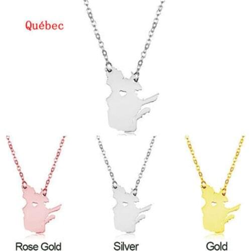2018 Cross-border new product explosion European and American stainless steel map necklace Quebec, Canada pendant womens map