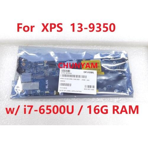 NEW AAZ80 LA-C881P For DELL XPS 13 9350 Series Laptop Motherboard i7-6500U 16GB RAM CN-0KV8M6 KV8M6 Mainboard 100% Tested