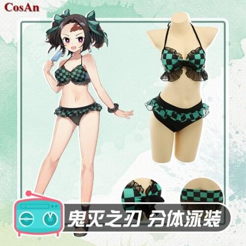 New Anime Demon Slayer:Kimetsu No Yaiba Kamado Tanjirou Cosplay Costume Sweet Sexy Swimsuit Activity Party Role Play Clothing
