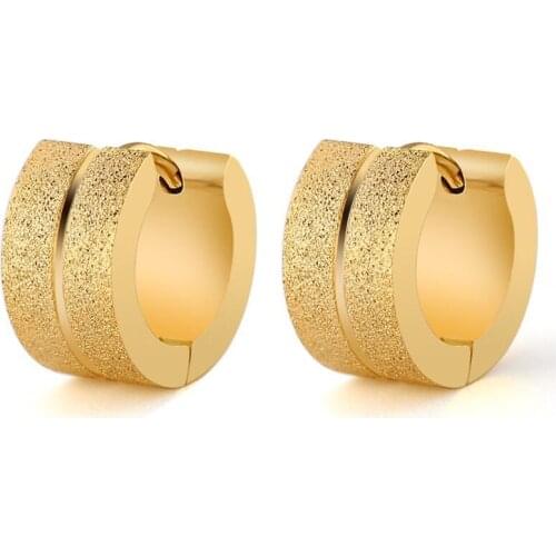 Wholesale Jewelry -- Stainless Titanium steel Frost Hoop Earrings For Women Jewelry Gold / White