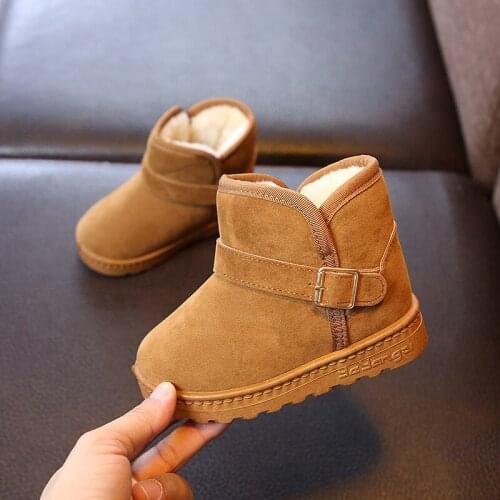 2021 Autumn Winter Childrens Boots Warm Nubuck Leather Snow Boots Unisex Thick Plush Kids Shoes Luxury Short Girls Martin Boots