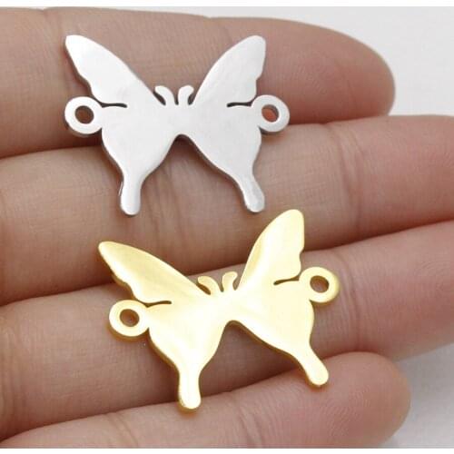 10pcs Gold Silver Mirror Polished Butterfly Charms Pendant For Diy Handmade Jewelry making Connector Charms Accessories