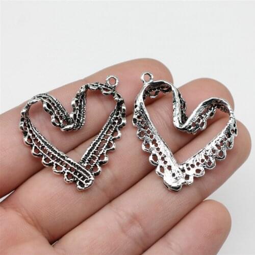 4pcs 32x31mm Vintage Heart Pendants Charm For Jewelry Making Antique Bronze Color Heart Pendants Charm Heart