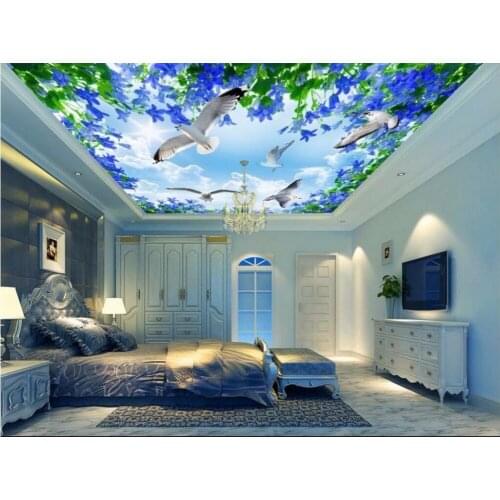 Custom photo 3d ceiling murals wallpaper The sky gull the sea home decoration painting 3d wall murals wallpaper for walls 3 d
