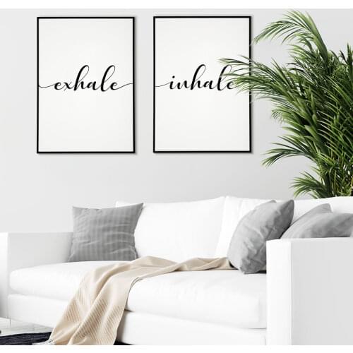 Inhale Exhale Letter Poster Nordic Quotes Canvas Painting Scandinavian Wall Art Pictures For Living Room Aesthetic Room Decor