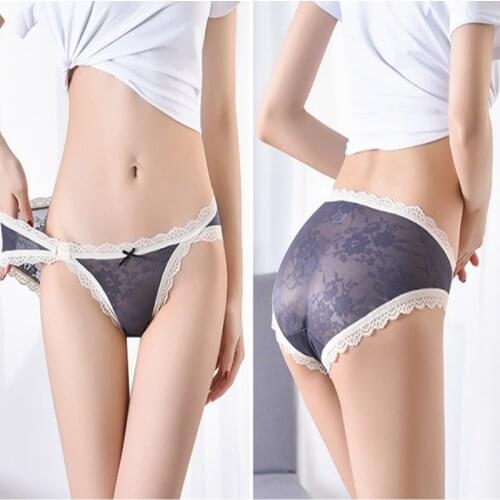 Sexy Womens Lace Panties Underwear Transparent Soild Bow Panty Low Rise Hip Lift Breathable Hot Temptation Lady Lingerie Briefs